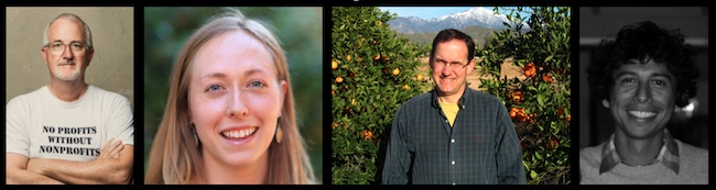 From left to right: Robert Egger, founder of L.A. Kitchen; Krysia Zajonc, CEO and co-founder of Local Food Lab; Bob Knight, founder of Inland Orange Conservancy and Old Grove Orange, Inc.; Fortino Morales III, UC Riverside Community Garden Coordinator.