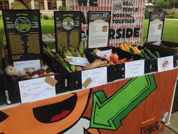 Al Centro mini produce stand, operated by the Riverside Food Co-op, provides locally-grown fruits and vegetables to Riverside residents. (photo courtesy Alannah Leblanc/Riverside Food Co-op)